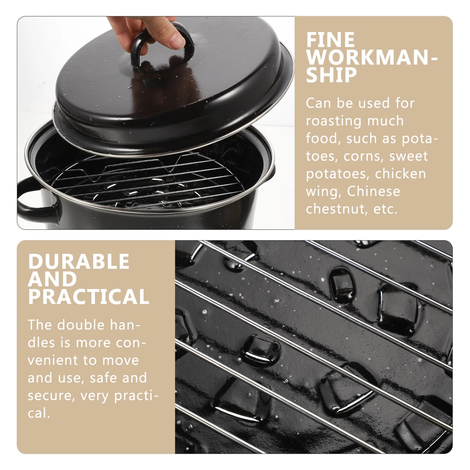 1 Set Household Roasting Pan Convenient Cooking Pot Multi-function Roasting Pot Cooking Accessory