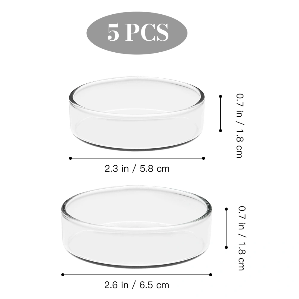 5pcs Cell Culture Petri Dishes Glass Tissue Culture Dishes Sterile Petri Dishes for Laboratory