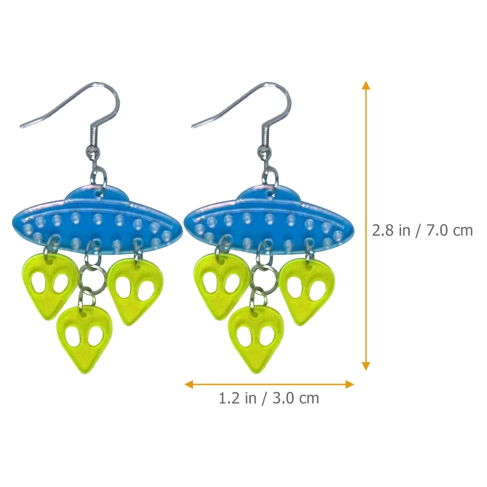 1 Pair Alien Spaceship Earrings Funny Earrings Dangle Earrings Women Jewelry