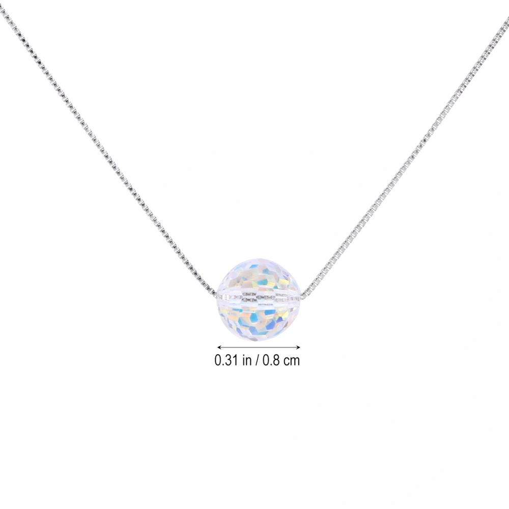 S925 Silver Pendant Necklace with Simple Design Delicate Slim Chain and Aurora Crystal Pendant(Ball)