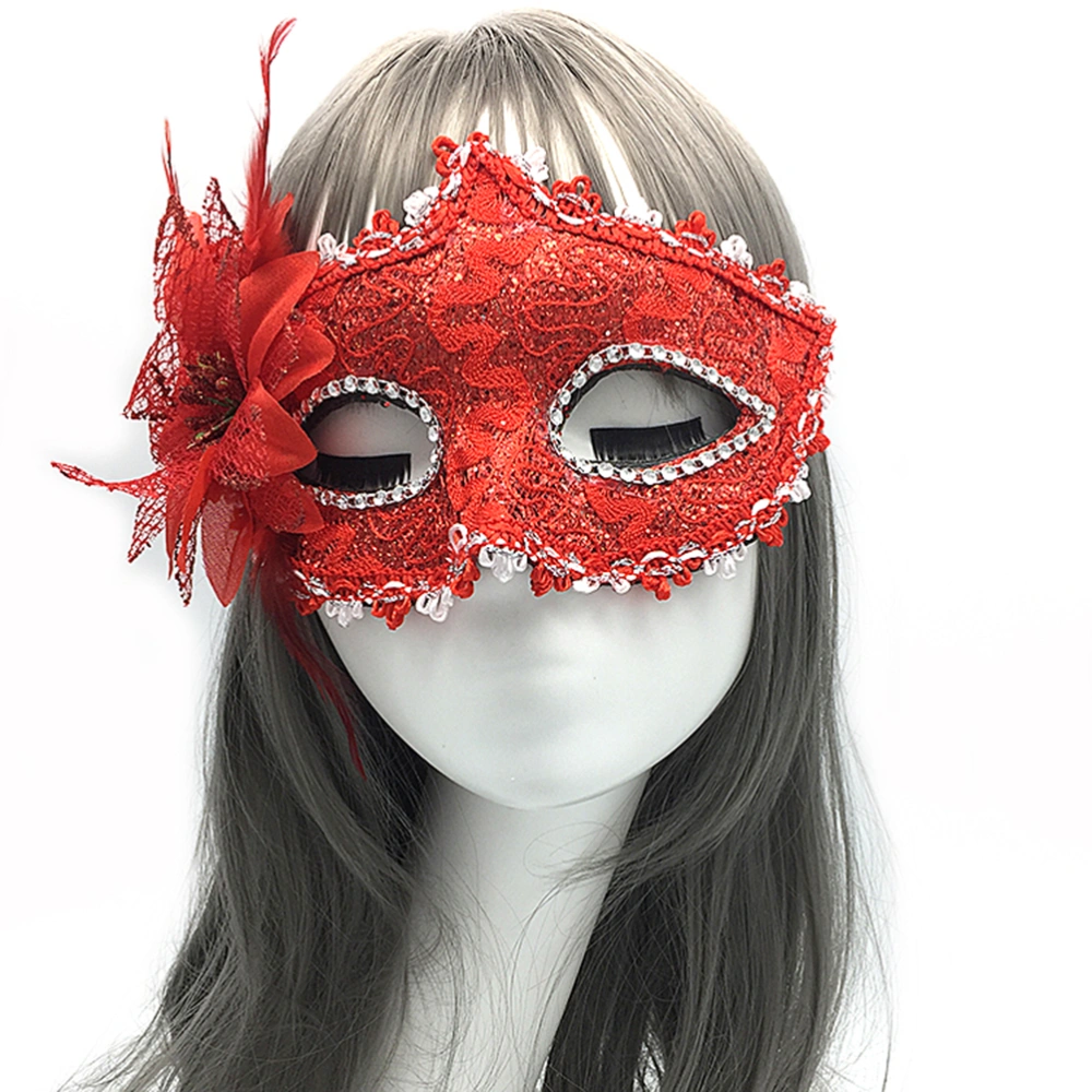 Dragon Pattern Half Face Eye Mask Halloween Costume Party Prom Mask for Cosplay Masquerade Party (Red)