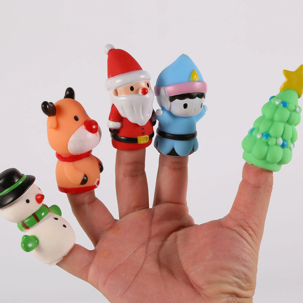 5pcs Cartoon Christmas Model Finger Puppets Creative Children Finger Puppet Toys