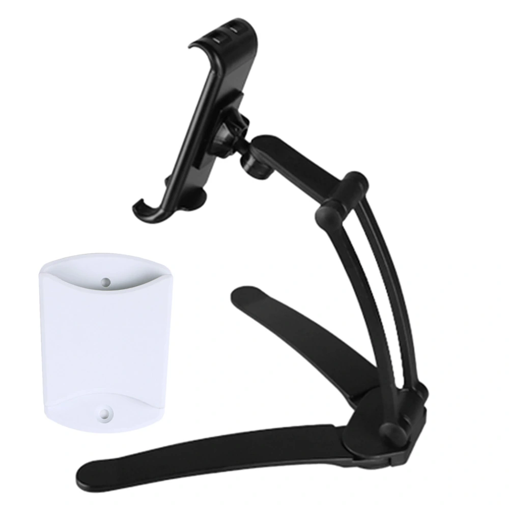 Multifunctional Adjustable Tablet Stand Aluminum Alloy Wall Mount Holder Portable Kitchen Phone Holder for Tablet Cellphone with a Base (Black)