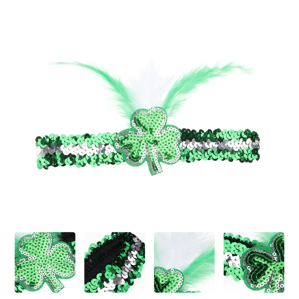 2Pcs St. Patrick's Day Hair Bands Clover Hair Band  Headdress (Green)