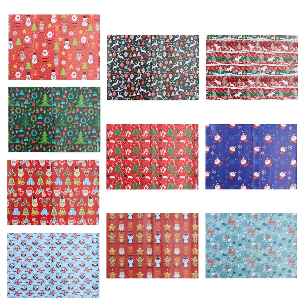 10Pcs Gift Wrapping Paper Picture Paper Christmas Day Reel Gift Wrapping Paper(N42+N37+N30+N18+N85+N32+N31+N60+N67+N76)