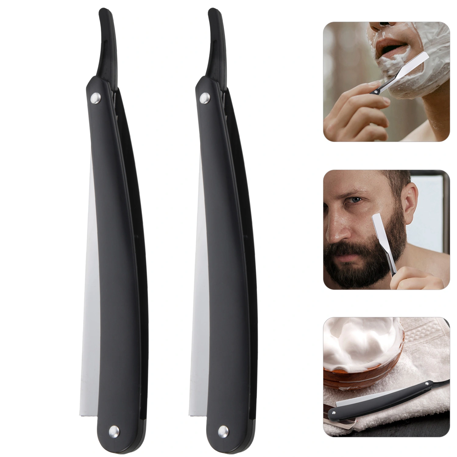 Chic Straight Barber Edge Stahlrasierer Herren Vintage Straight Edge Metall Haar Shaper Barber Rasierer ohne (Schwarz)