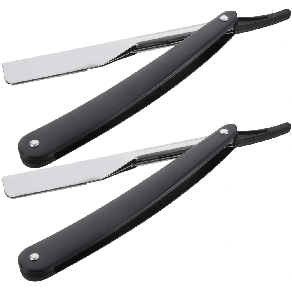 Chic Straight Barber Edge Stahlrasierer Herren Vintage Straight Edge Metall Haar Shaper Barber Rasierer ohne (Schwarz)