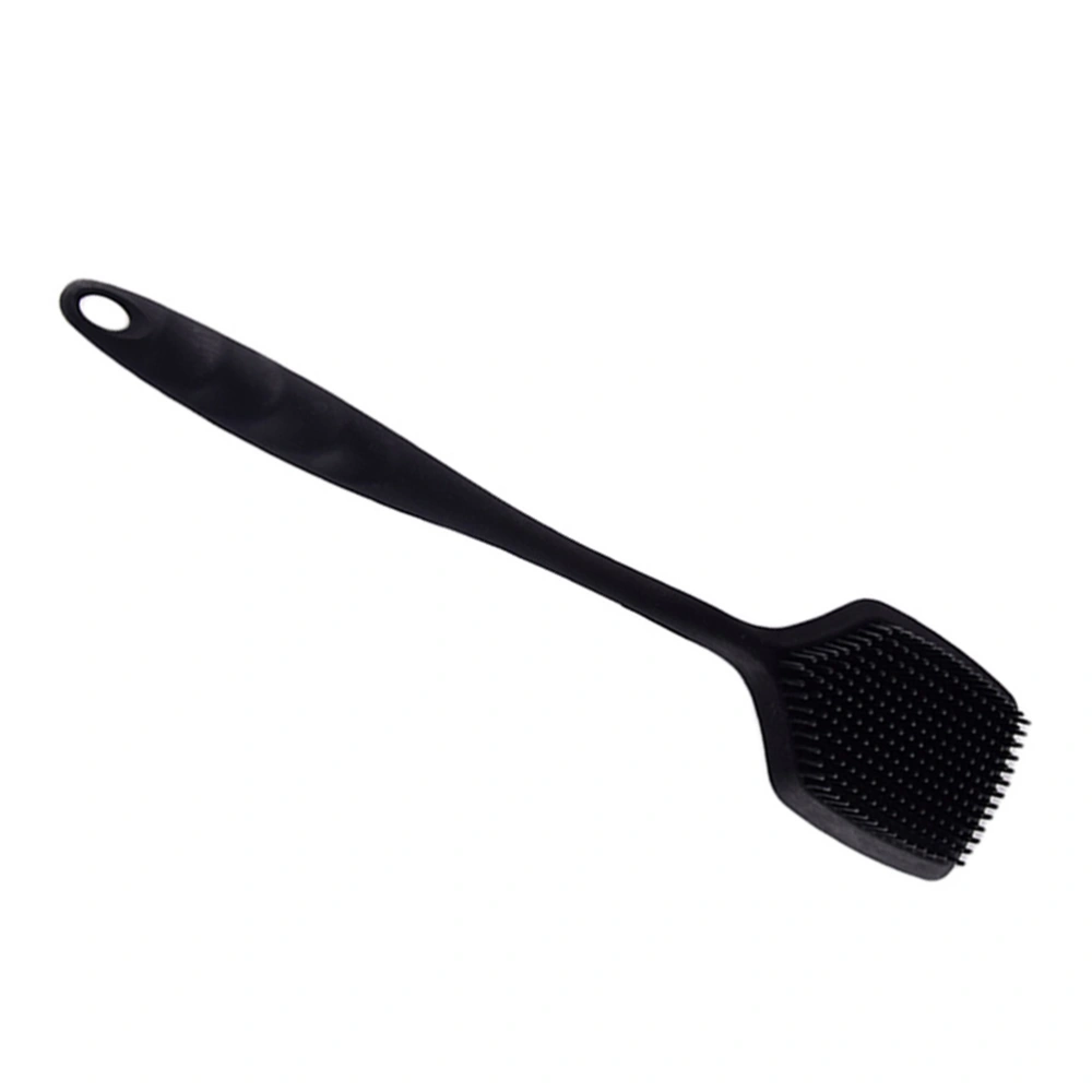 Silicon Long Handle Pot Brushes Kitchen Cleaning Brush Tableware Cleaning Tool for Home Restaurant (Black)