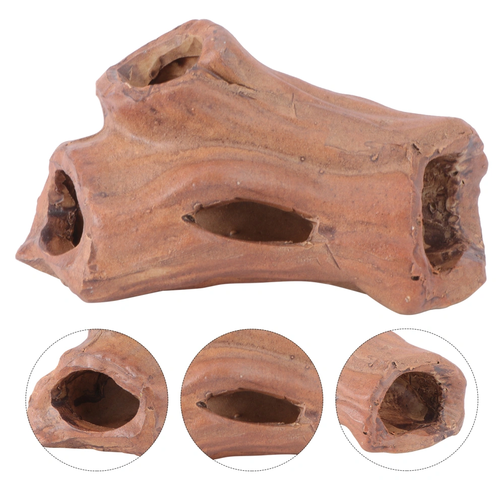 Creative Lizard Reptile Fish Shrimp Ceramic Escape Hole House Breeding Nest (Rotten Tree)