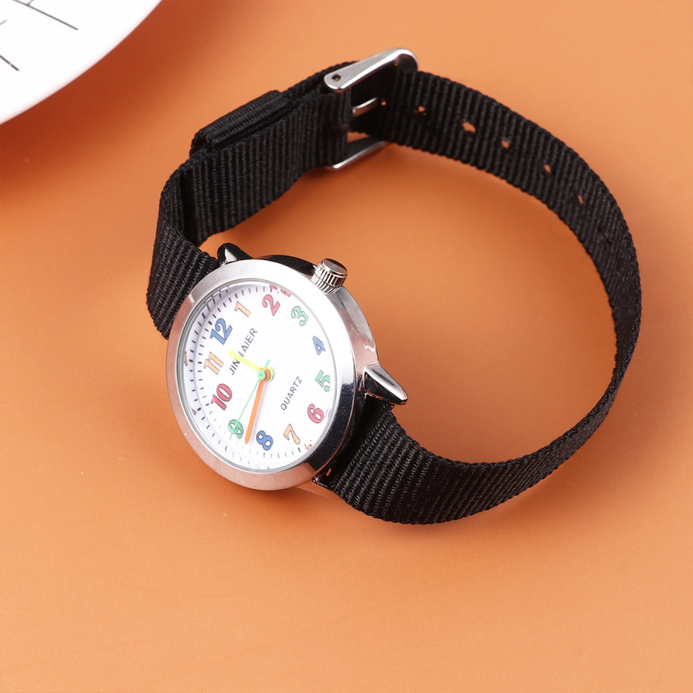 Kids Cartoon Watch Minimalist Wrist Watch Sports Watch Nylon Watch Strap Black