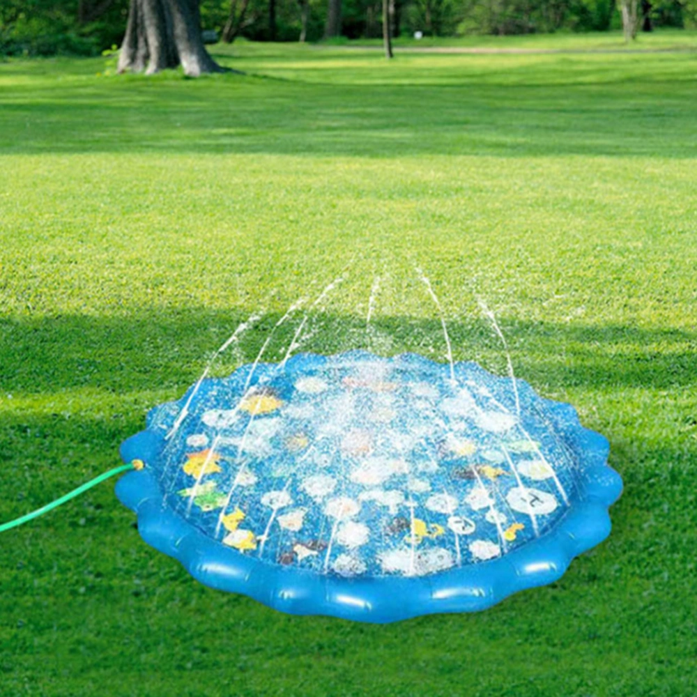 1pc PVC Lawn Sprinkler Mat Thickened Eco-friendly Inflatable Pad Outdoor Playing Game Cushion for Children (Assorted Color)