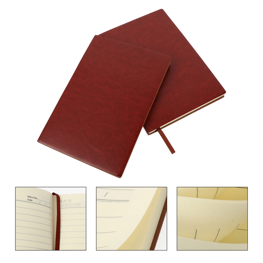 2Pcs Solid Color Writing Notebooks Daily Notebooks Imitation Leather Notepad