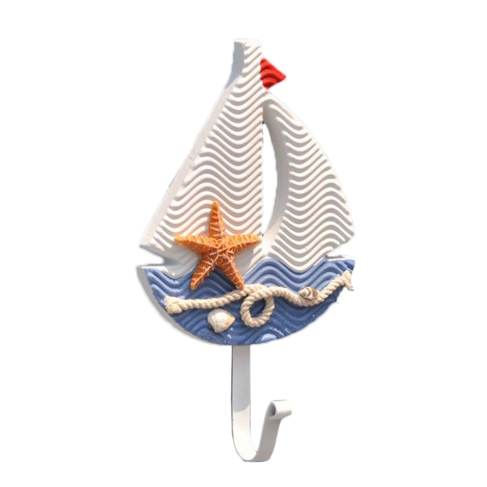 Mediterranean Style Hooks Sailboat Clothes Hats Hanging Hooks for Home Office (Sailboat)