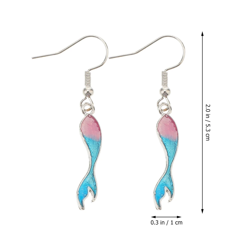 1 Pair Gradient Opal Fishtail Earrings Chic Long Style Fishtail Ear Accessories