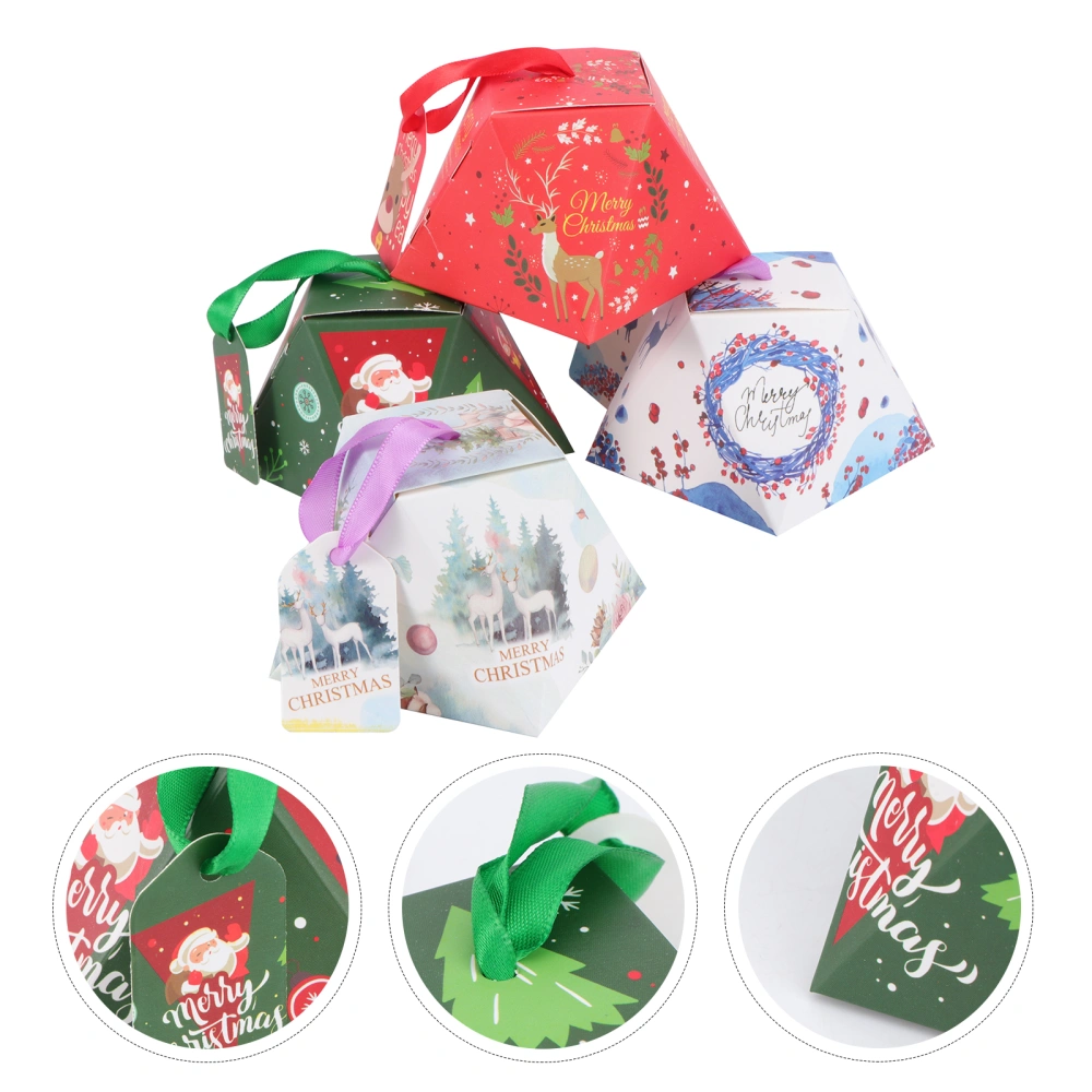 80pcs Fuuny Christmas Candy Box Adorable Chocolate Cases Xmas Theme Pattern Presents Boxes for Home Party Festival