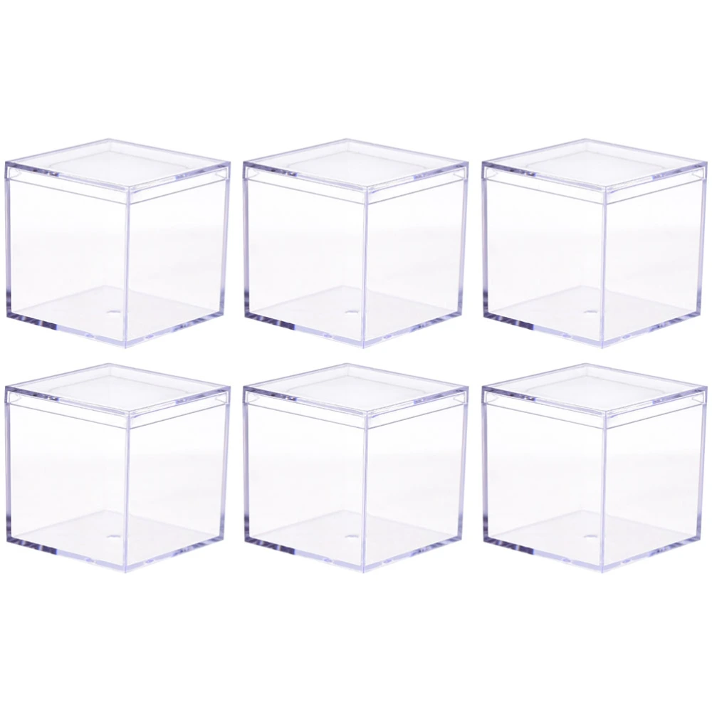 6 Pcs Square Candy Boxes Transparent Acrylic Packing Box Food Storage Box