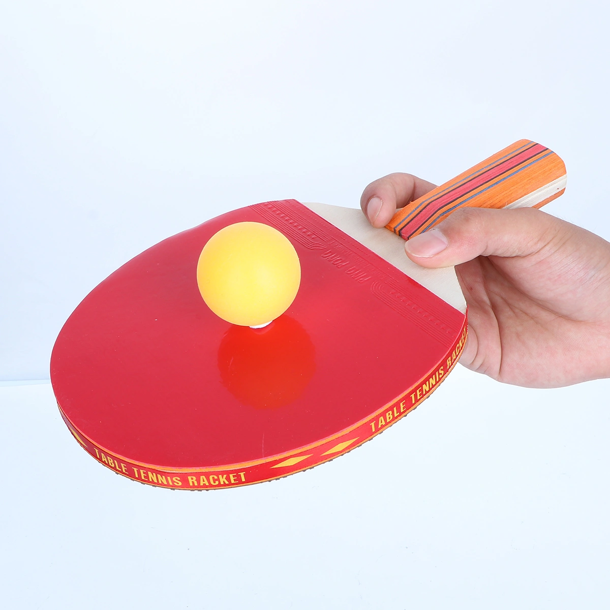 1 Set Table Tennis Rackets Anti-slip Grip Pong Racket with Tennis Balls for Player Training (Red)