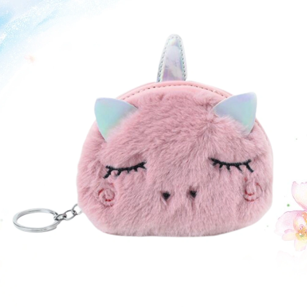 1PC Plush Unicorn Coin Purse Cartoon Women Purse Wallet Coin Bags Pink