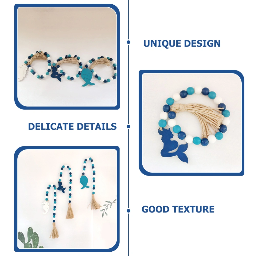 Wooden Beads Garland Ocean Wooden Wall Decoration Tassel Garland Home Decor