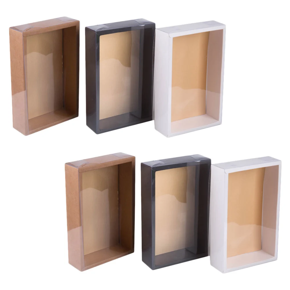 6Pcs Gift Wrapping Box Gift Packing Case Dessert Containers with Transparent Lid