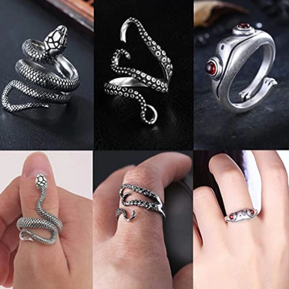 9Pcs Western Style Men Finger Rings Retro Style Men Rings Adjustable Rings