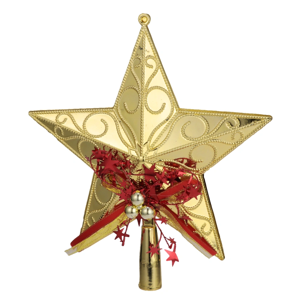 20cm Plastic Christmas Tree Star Topper Glittering Christmas Tree Decoration Ornaments (Golden)