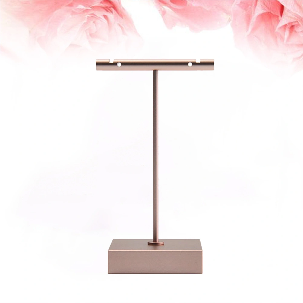 Fashion Earrings Storage Bar Rack Simple H Shape Earrings Display Stand Jewelry Hanging Holder (Rose Golden)