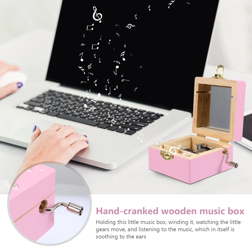 1Pc Mini Manual Movement Music Box Unicorn Musical Box Wood Crafts Ornament