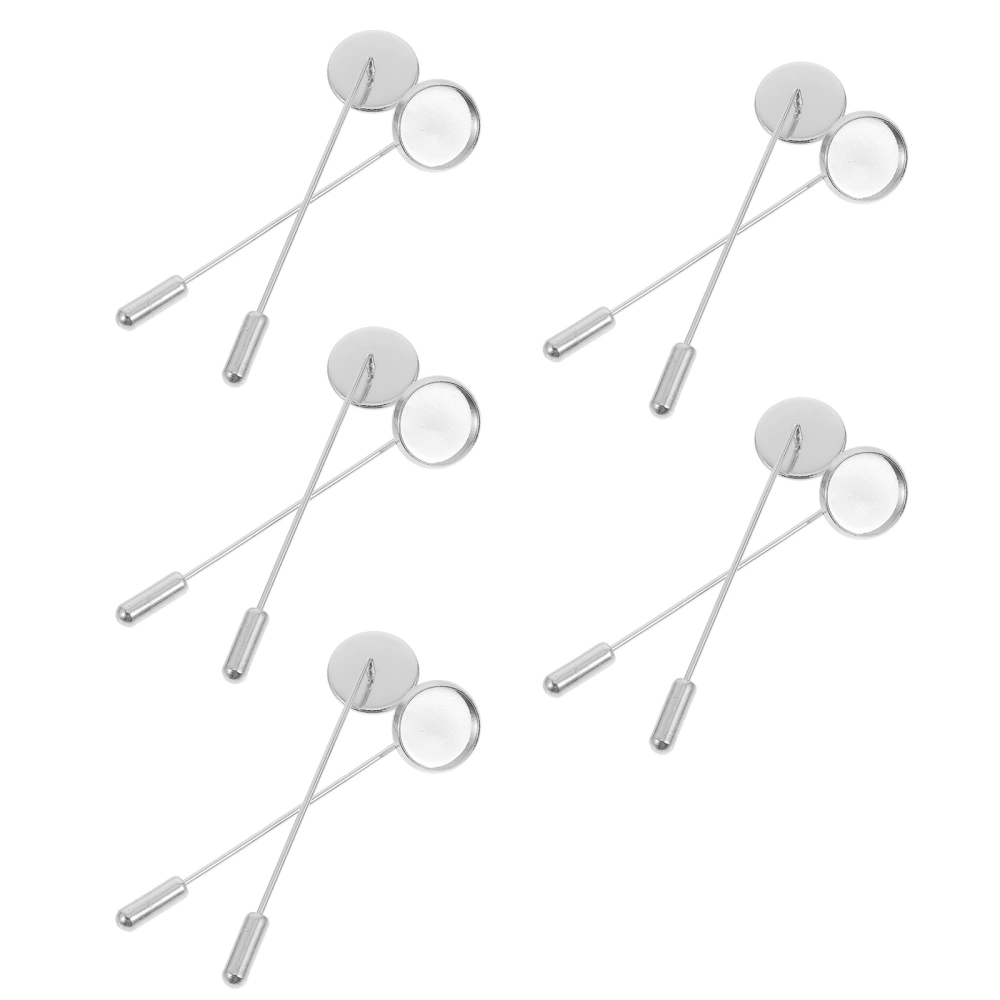 10pcs Long Pin Brooch Base Round Tray Safety Pin Lapel Stick Brooch Base