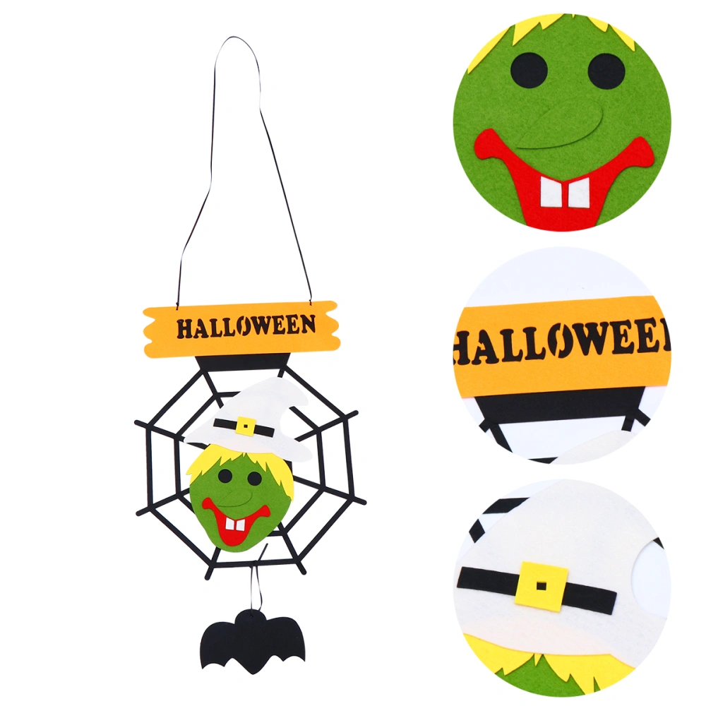 1PC Scary Felt Pendant Creative Large Hanging Ornament for Halloween Haunted House Bar Decoration (Spider Web and Witch)