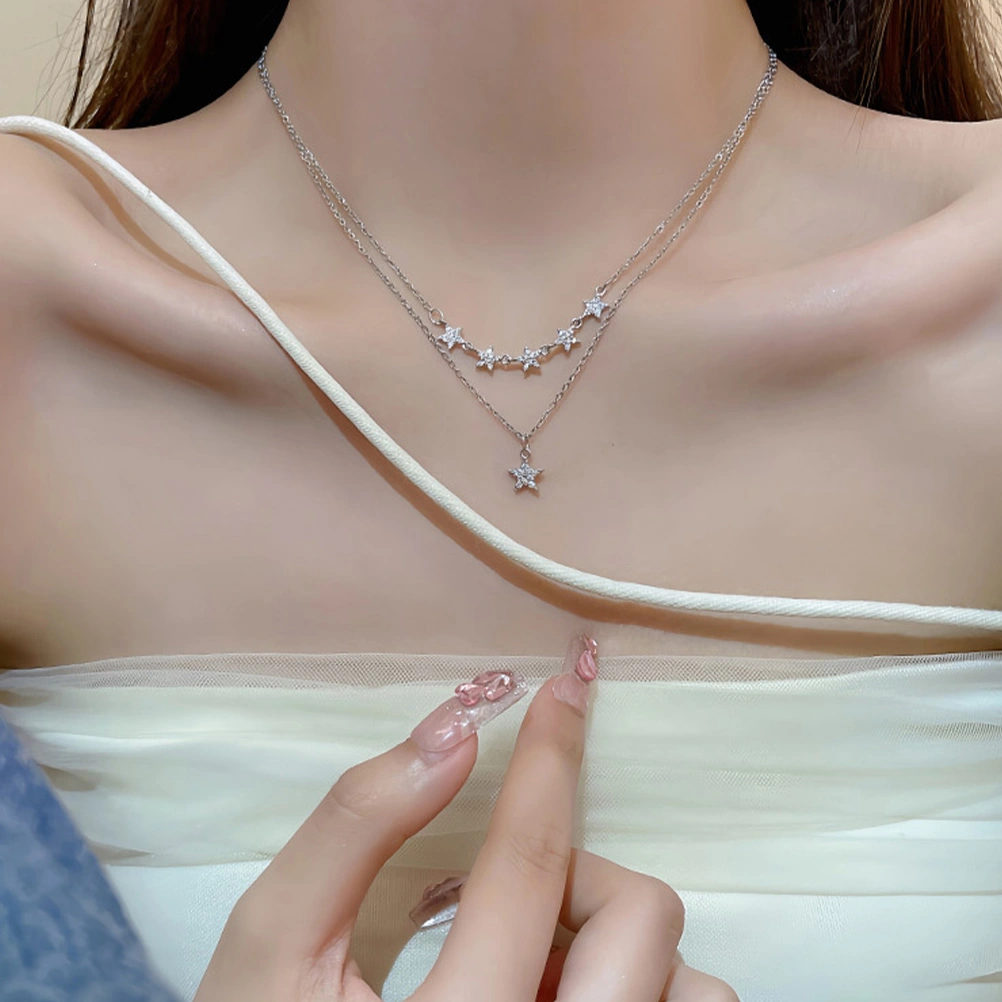 2pcs Fashion Star Necklaces Pendant Clavicle Chain Women Necklace Jewelry