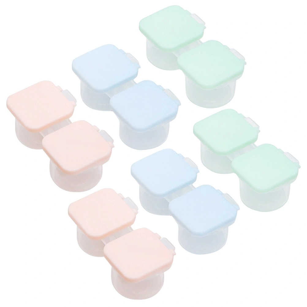 6 PCS/1 Set Convenient Lens Case Simple Color Lens Holder Bulk Supplies Portable Lens Soak Storage Kit for Home and Travel(Pink Blue Green)