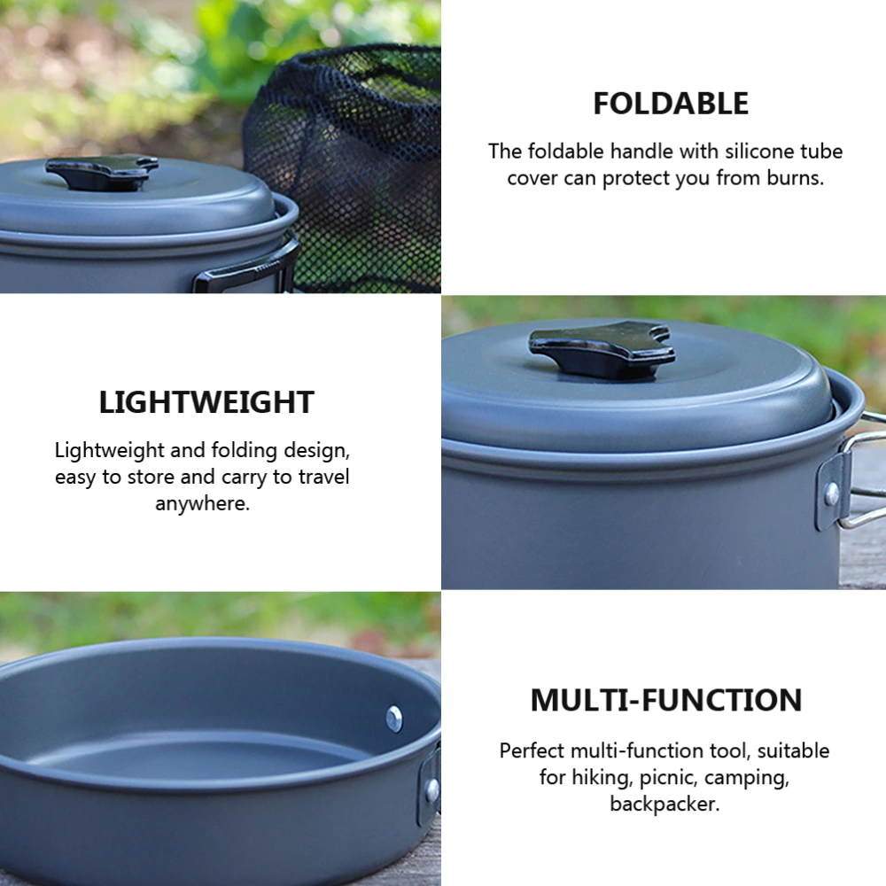 1 Set of Outdoor Camping Cookware Portable Hiking Cookware Foldable Cooker