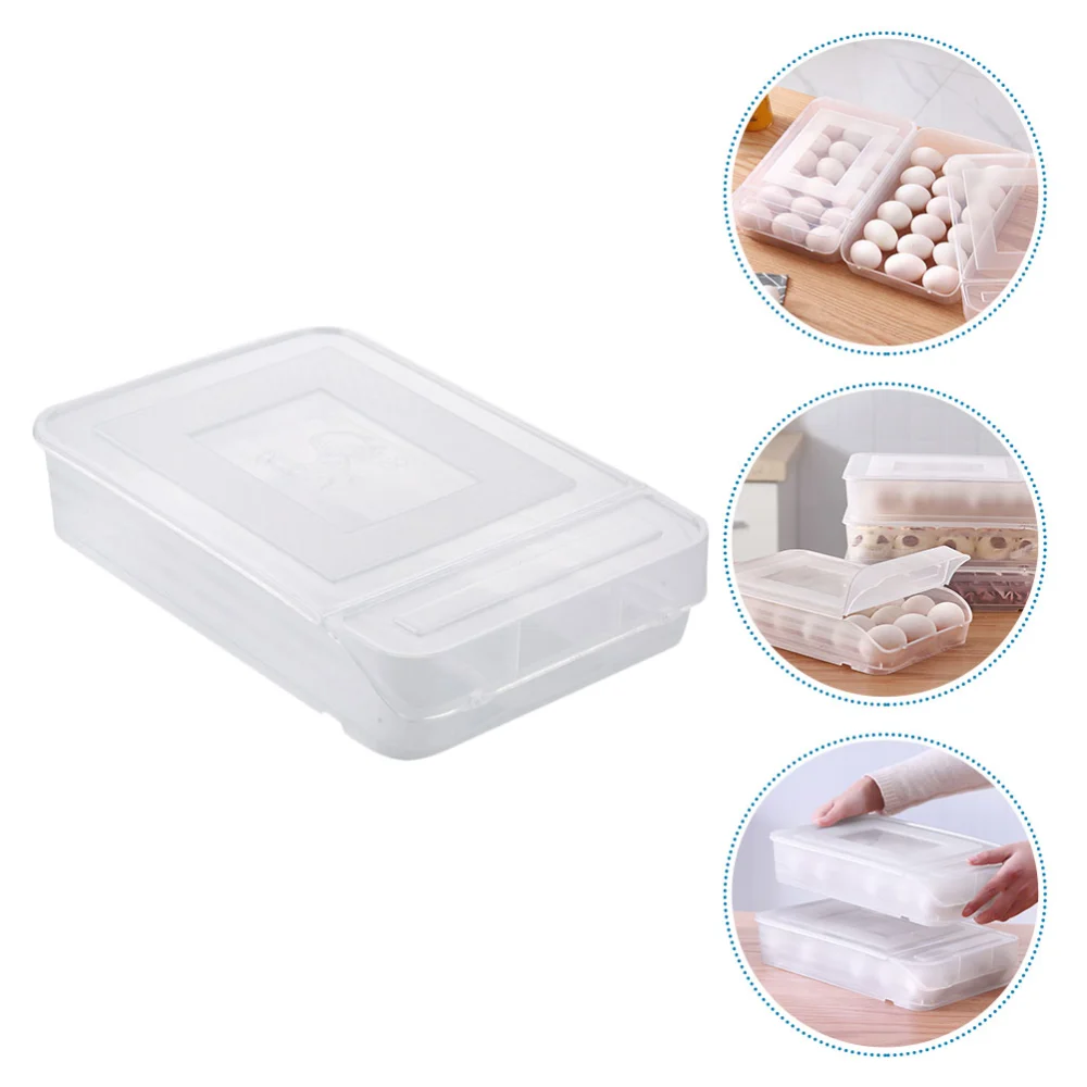 Covered Egg Holder for Refrigerator Clear Egg Tray Storage Box Dispenser