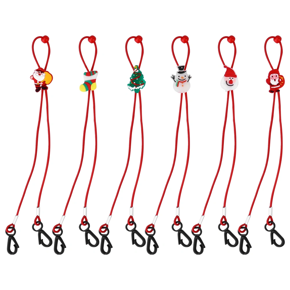 6Pcs Adjustable Mask Lanyard Christmas Cartoon Mask Holder Elastic Lanyards