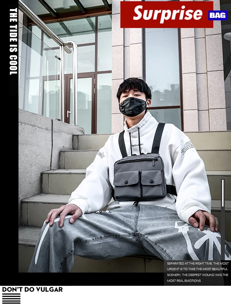 Fashion Male Chest Bag Hip-hop Vest Bag Creative Harness Bag Lightweight Street Walking Chest Pack