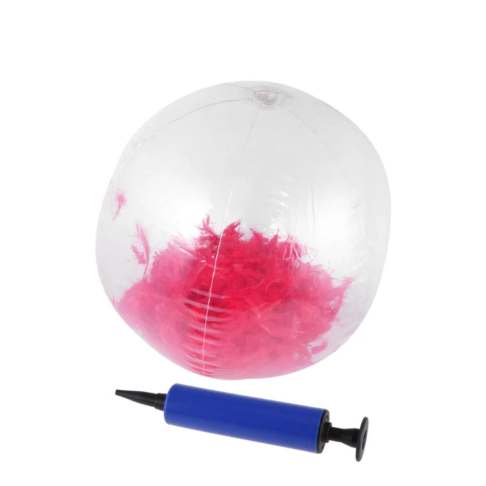 Transparent Inflatable Ball Glitter Playing Beach  Ball Photo Props Toy Decorative Balloon Party Favor with Pump (Red s, 60CM)