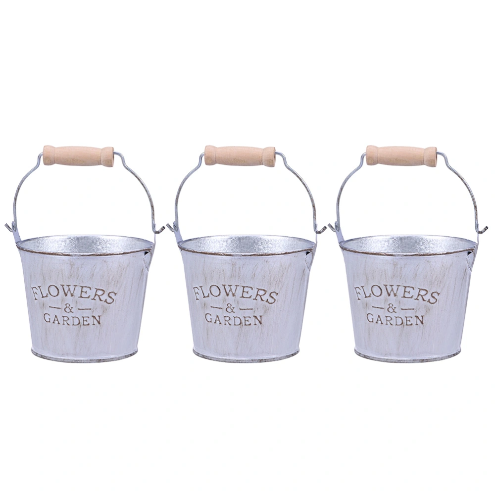 3pcs Flower Bucket Home Decoration Iron Bucket Retro Flower Pot Flower Ware