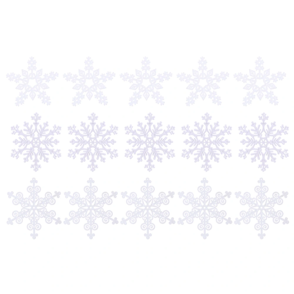 15Pcs Plastic Snowflake Thickening Snowflakes Embellishments for Decor (White)