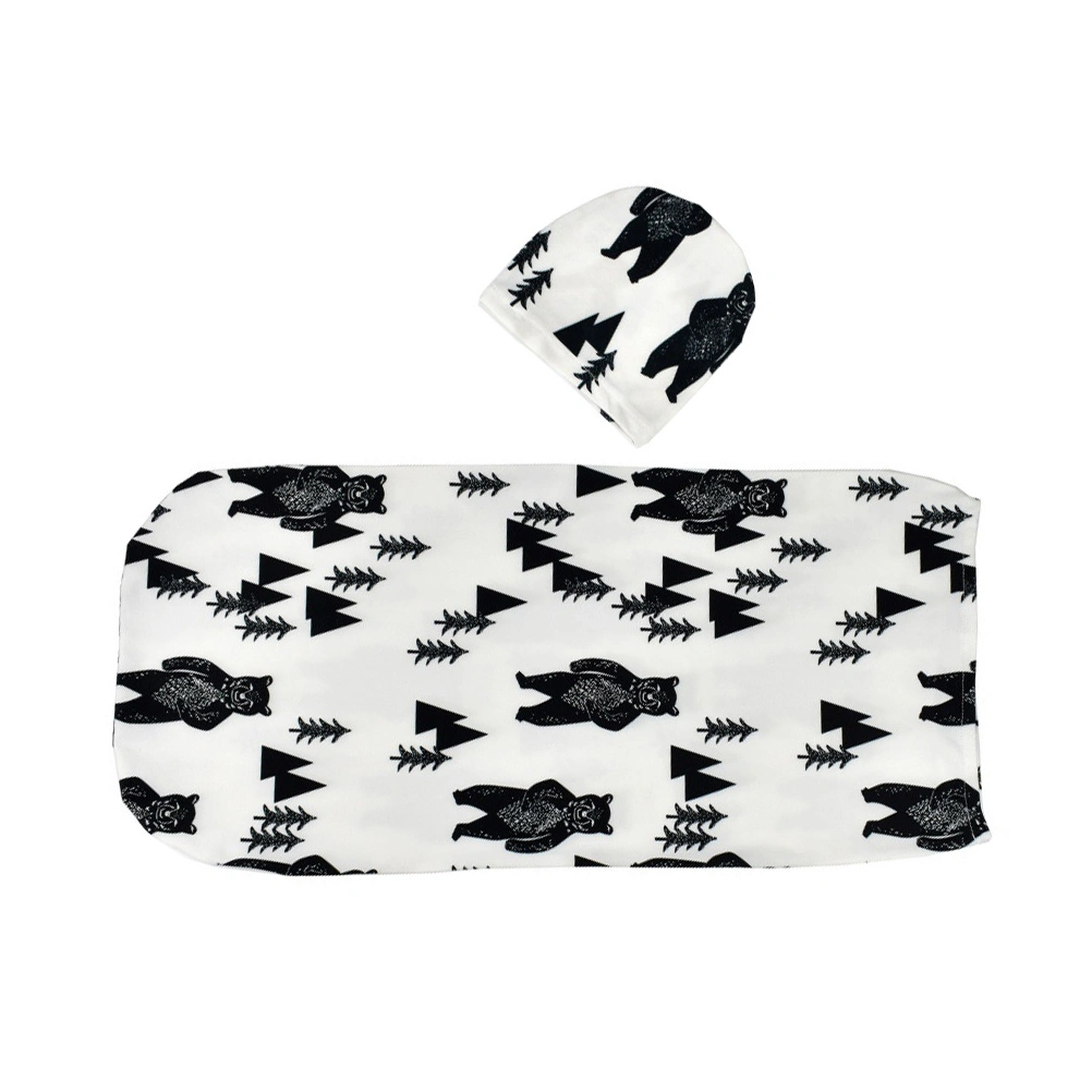 1 Set Baby Stretchy Swaddle Newborns Receiving Blanket Hat Baby Shower Gift