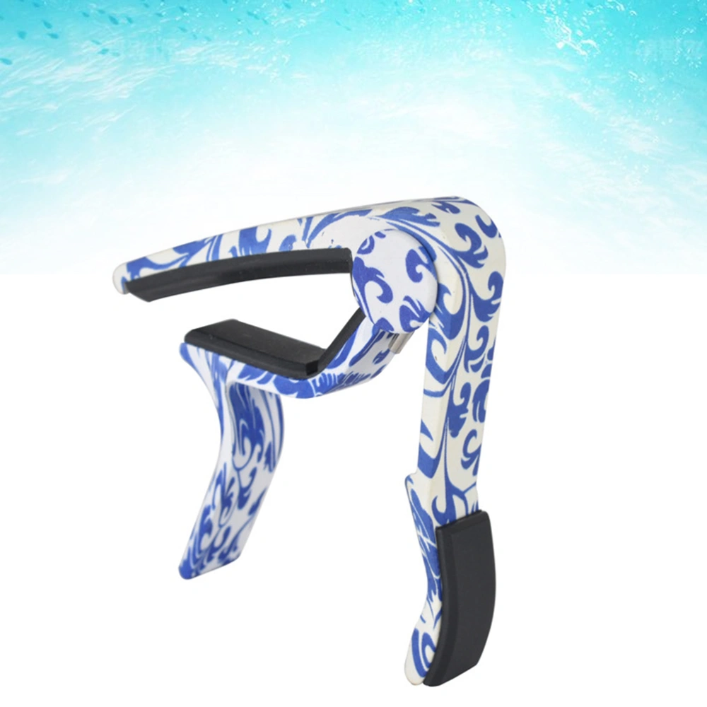 Classical Folk Guitar Inflectors Ballad Guitar Capo Electric and Wood Guitar Picks Quick Change Tune Clamp Key Trigger (Blue and White Porcelain)