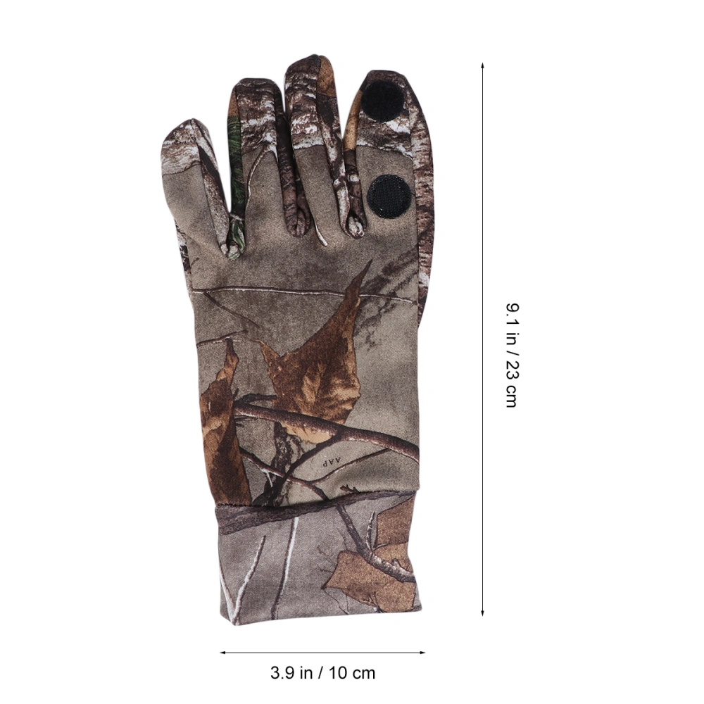 Cut Finger Gloves with Anti-slip Silicone Camouflage Protective Gloves for Fishing Cycling (Size M)