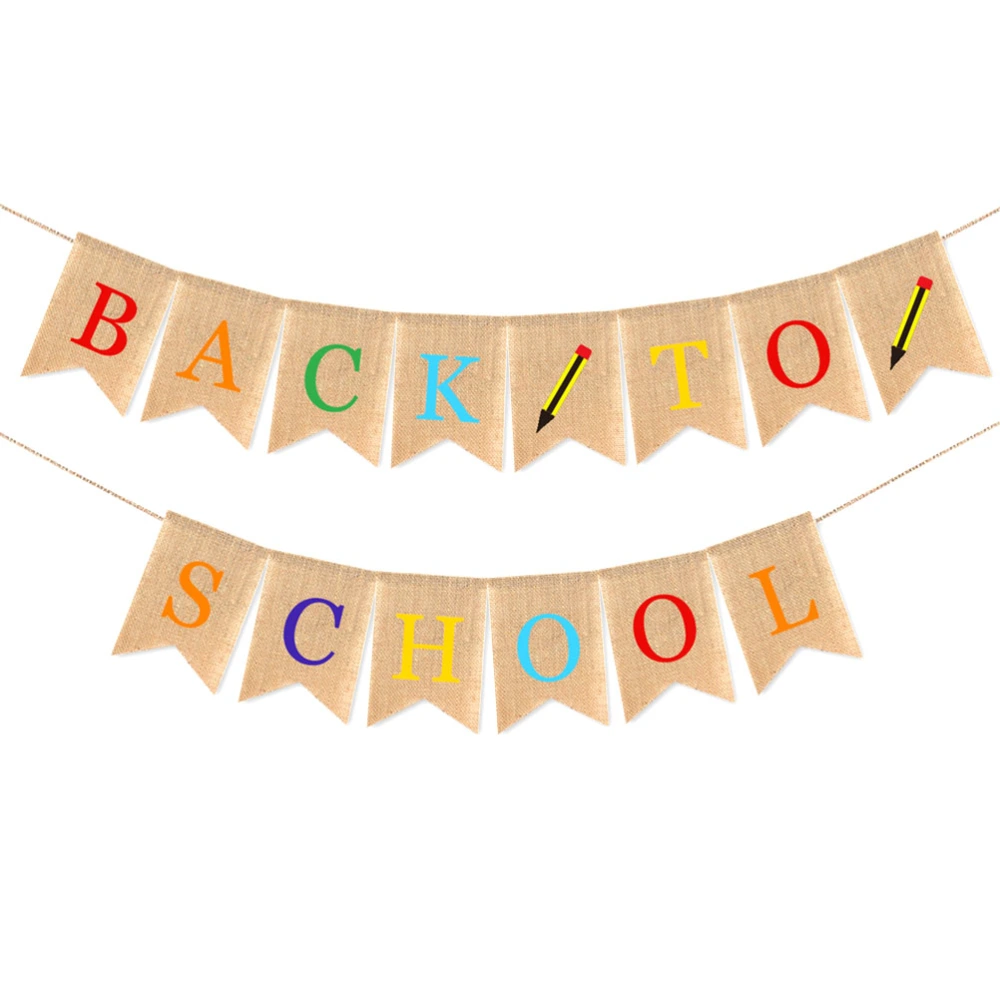 Back to School Burlap Banner School Classroom Banner for New Term Begins Decoration