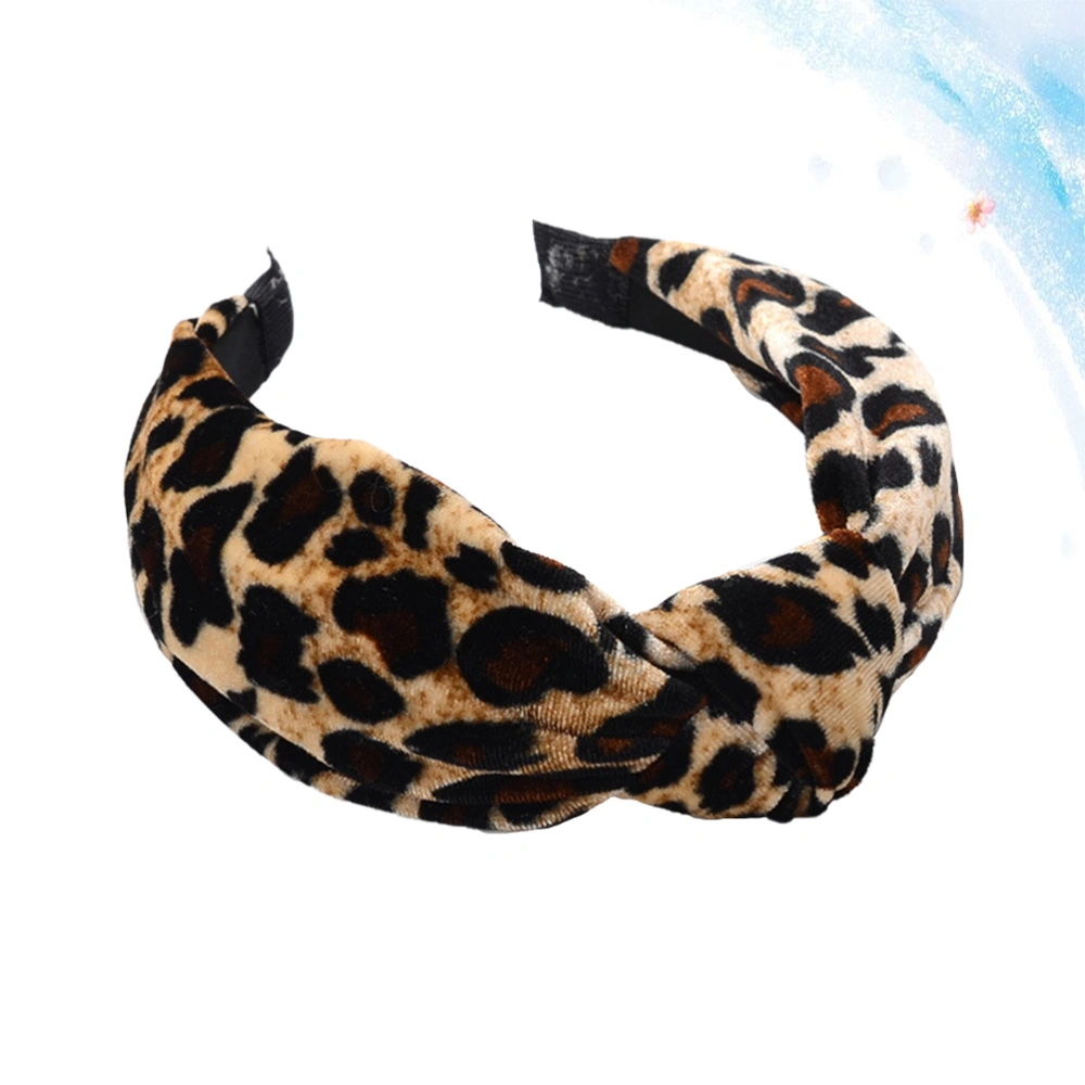 1PC Lint Leopard Headband Knot Cross Headdress Hair Band for Ladies Girls