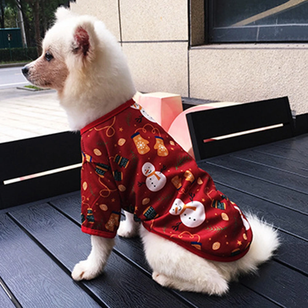 Snowman Pattern Pet Coat Dog Christmas Clothes Adorable Pet Party Outfit