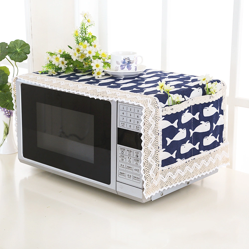 Microwave Oven Dustproof Cover Creative Oven Cover with Storage Pockets Bag