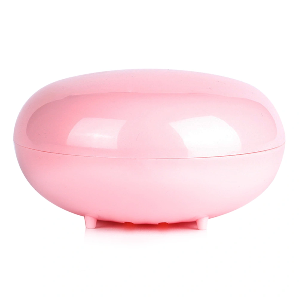 Round Bright Color Soap Dish Box Case Holder Container for Home and Travel (Pink)