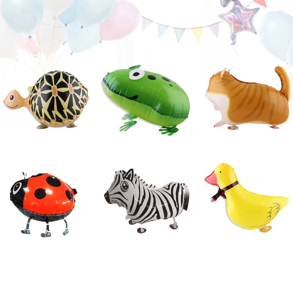 6Pcs Cartoon Animal Walking Foil Balloons Pet Balloon Toy Wedding Birthday Decorations Party Favors Supplies