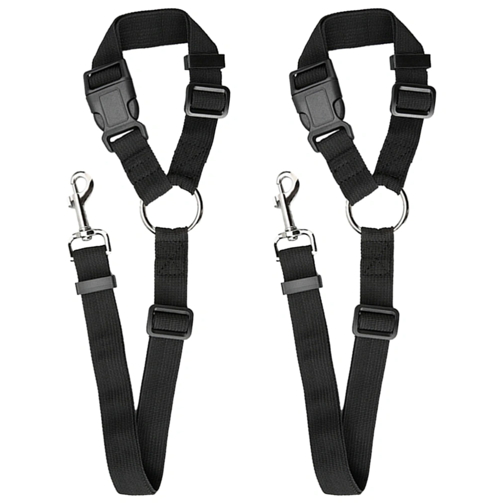 2Pcs Dog Leash Ring Safety Rope Resilient Elastic Dog Training Leash Dog Car Safety Belt Walking Lead for Dogs Black