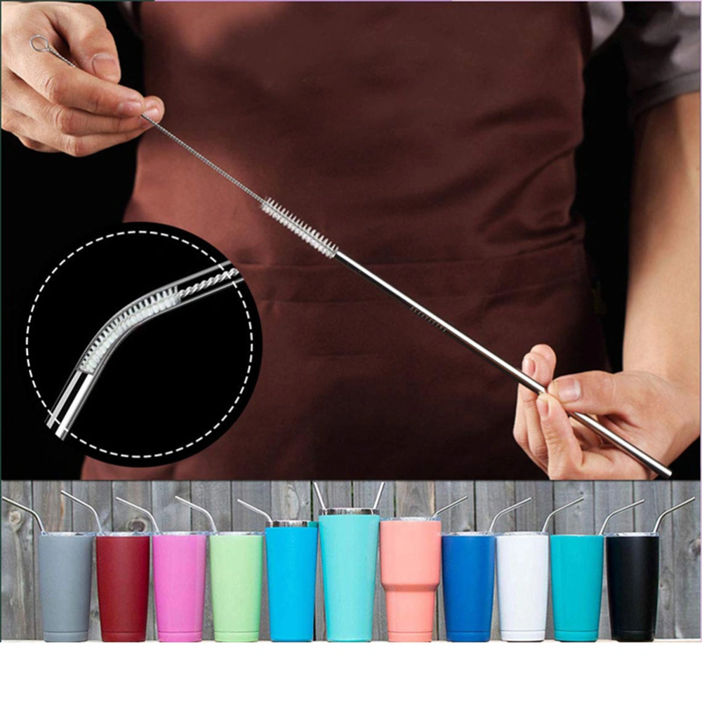 1 Set 11pcs Stainless Steel Straw Reusable Straw Stirrer for Milk Tea Water Juice (2pcs Silver 6x215mm Straight + 2pcs Silver 6x215mm Bending + 2pcs Silver 6x240mm Straight + 2pcs Silver 6x240mm Bending + 2pcs 24cm Thin Straw Brush + 1pcs Linen Bag)